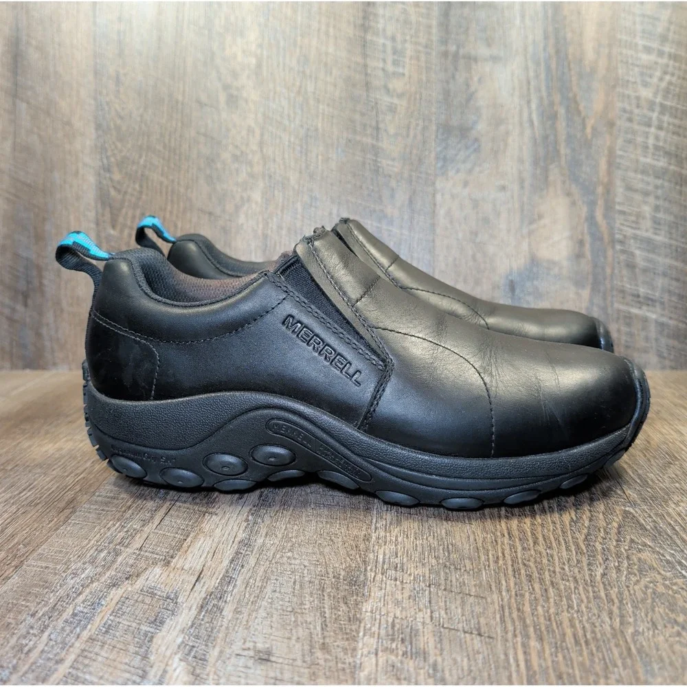 Merrell Men's Size 9 Black Jungle Moc 2 Pro Black Leather Shoes Waterproof